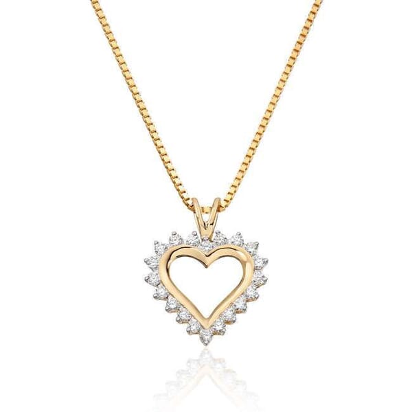 Diamantsmykke hjerte 0.26ct WSI diamanter i gult gull - 27416